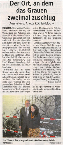 "Der Ort, an dem das Grauen zweimal zuschlug" Ausstellung: Anetta Küchler-Mocny Münstersche Zeitung vom 15.03.2012